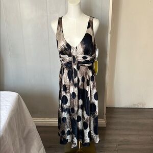 Black and White Sleeveless Midi Sundress for Cocktail Laura Vann